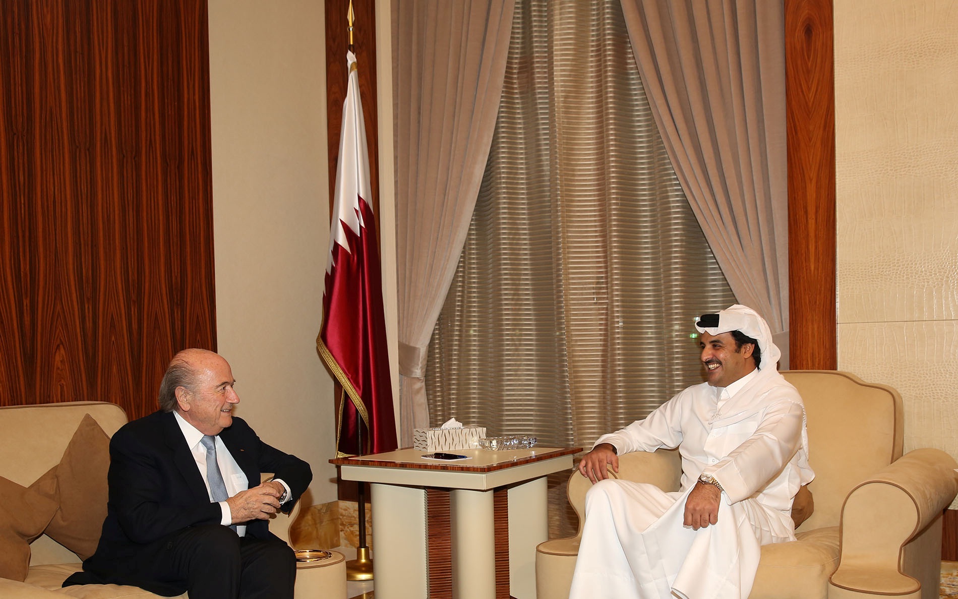 Amir of Qatar Sheikh Tamim Bin Hamad Al-Thani meets FIFA President Joseph Blatter