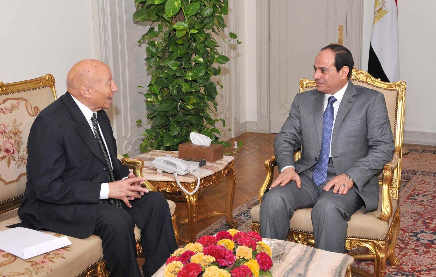 الرئيس المصري عبدالفتاح السيسي مع رئيس المجلس القومي لحقوق الانسان محمد فائق