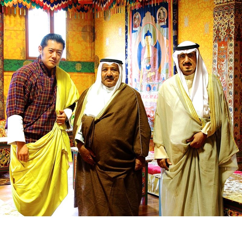 Kuwait's Amiri Diwan Minister Sheikh Nasser Sabah Al-Ahmad Al-Sabah with Bhutanese King Jigme Khesar Namgyel Wangchuck