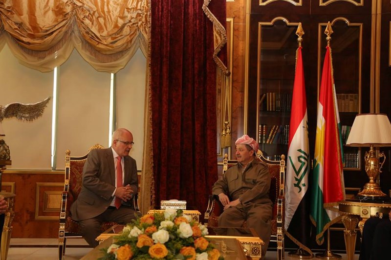 President of Iraqi Kurdistan Region Masoud Barzani During a meeting with a German delegation headed by MP Volker Kauder