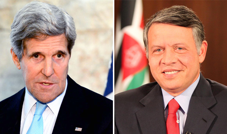 Jordanian King Abdullah II with US Secretary of State John Kerry