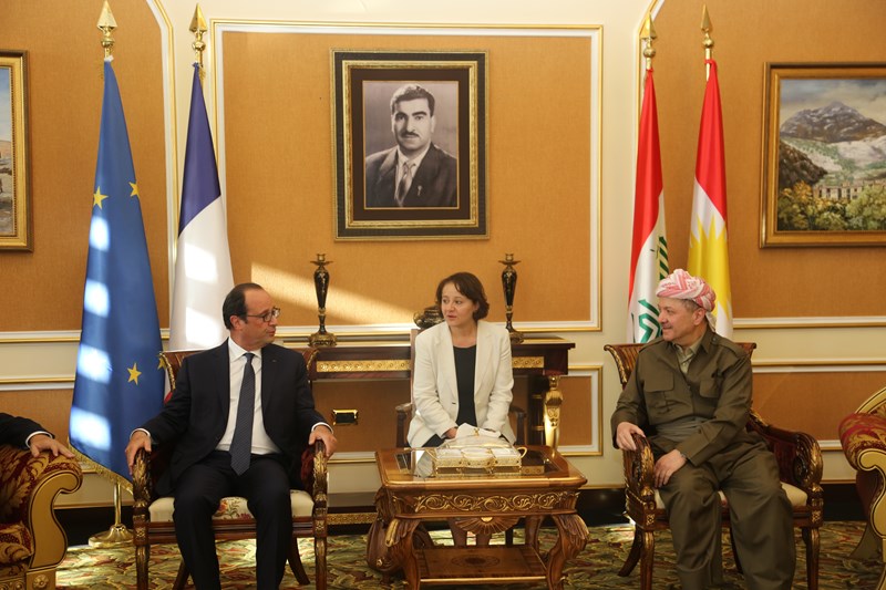 President of Iraqi Kurdistan Masoud Barzani and President of France Francois Hollande
