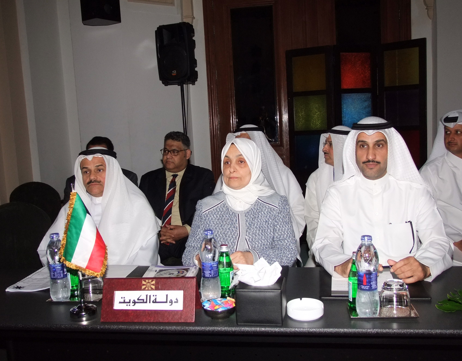 Minister of Social Affairs and Labor Hind Al-Sabeeh with GCC labor ministers before Arab meeting in Cairo