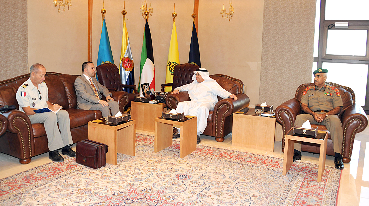 Deputy Prime Minister and Defense Minister Sheikh Khaled Al-Jarrah Al-Sabah received French Ambassador to Kuwait Christian Nakhle