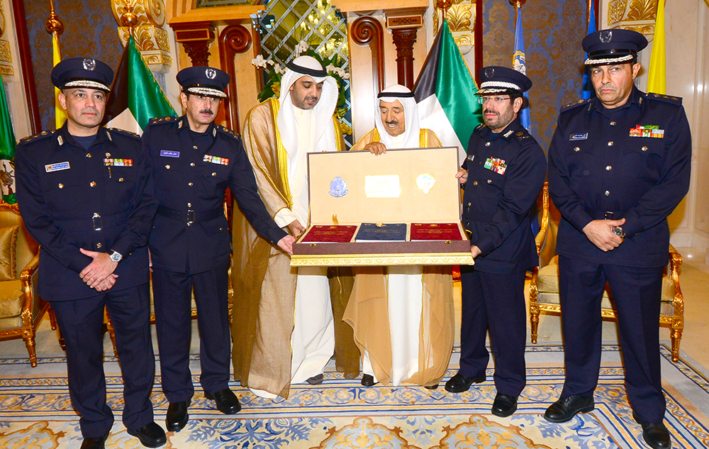 Director General of Kuwait Fire Service Directorate (KFSD) Major General Yusuef Abdullah Al-Ansari and several senior KFSD leaders