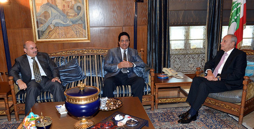 Deputy National Assembly Speaker Mubarak Al-Khurainej with Lebanese Parliament Speaker Nabih Berri