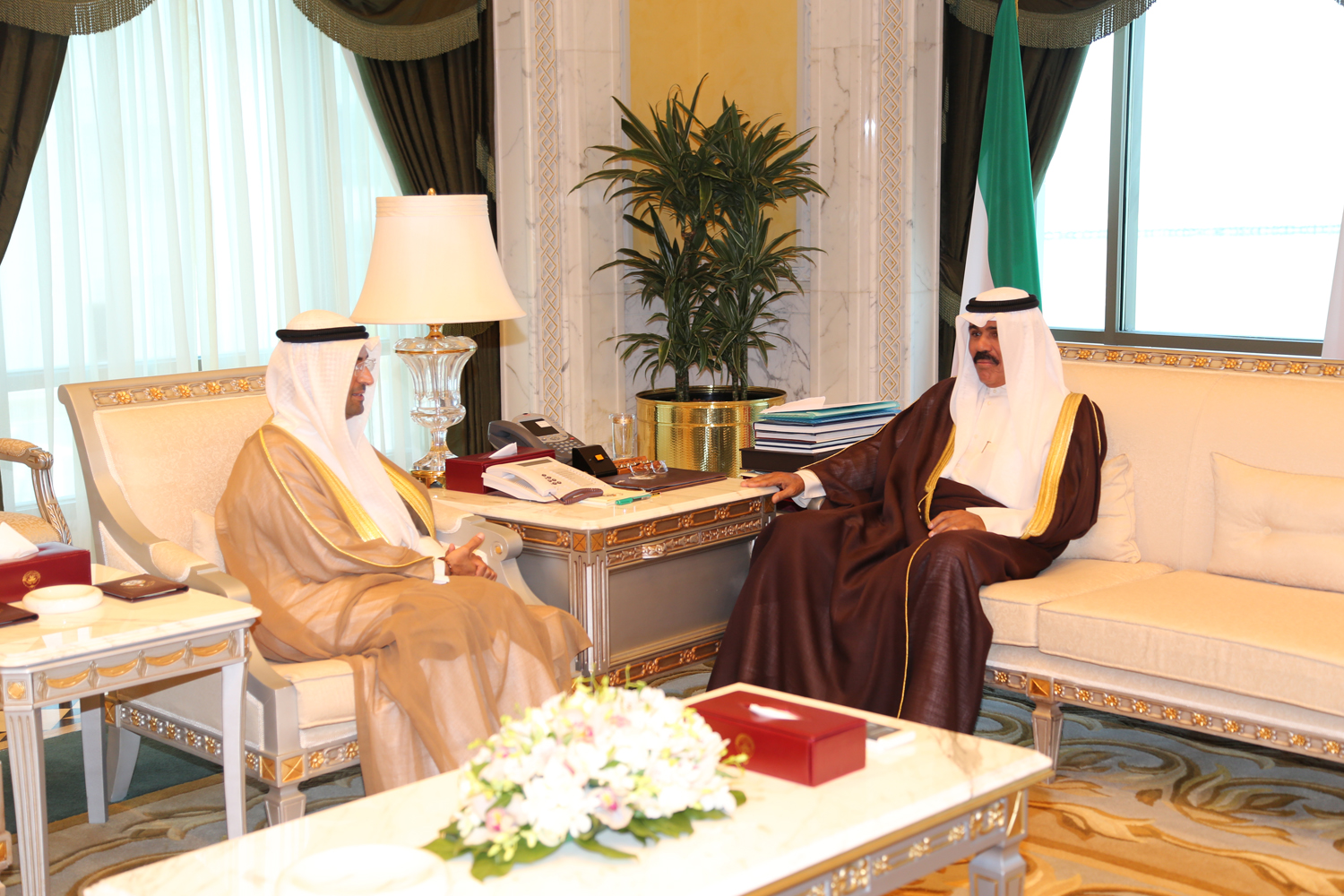 His Highness the Deputy Amir and Crown Prince Sheikh Nawaf Al-Ahmad Al-Jaber Al-Sabah receives Head of Kuwait's Capital Market Authority (CMA) Dr. Nayef Al-Hajraf
