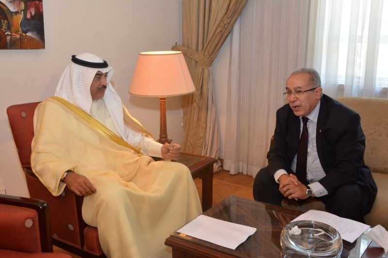First Deputy Prime Minister and Foreign Minister Sheikh Sabah Al-Khaled Al-Hamad Al-Sabah with Algerian Foreign Minister Ramtane Lamamra