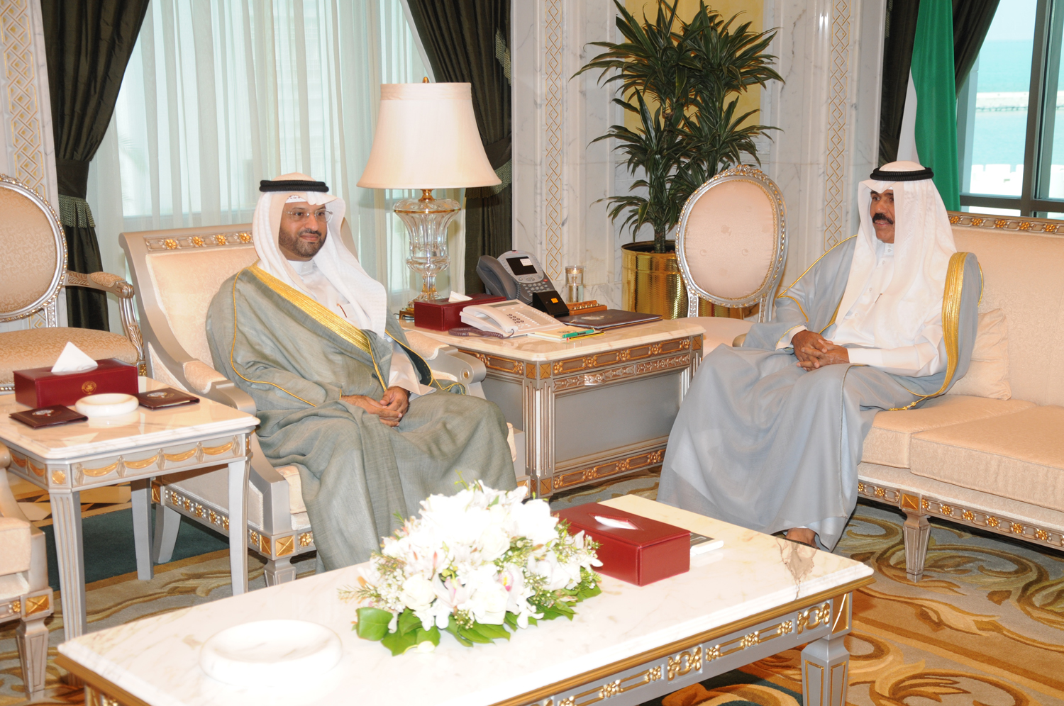 His Highness the Deputy Amir and Crown Prince Sheikh Nawaf Al-Ahmad Al-Jaber Al-Sabah receives Falah Fahad Al-Hajeri