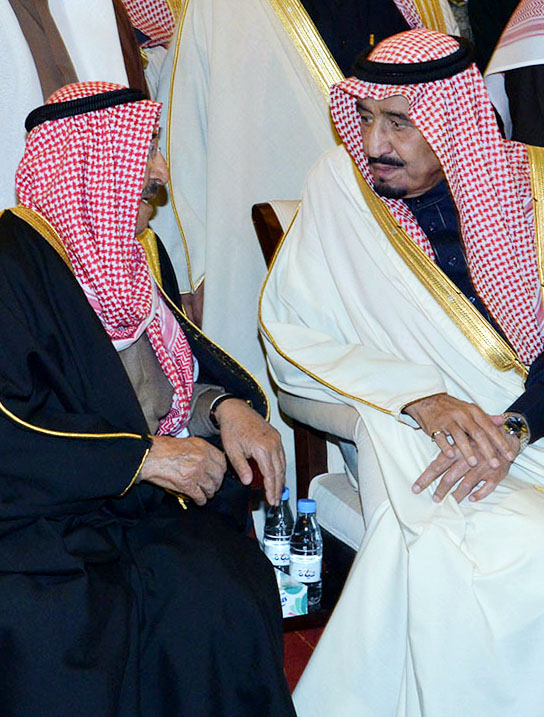 His Highness the Amir Sheikh Sabah Al-Ahmad Al-Jaber Al-Sabah offers condolences to King Salman on King Abdullah's death