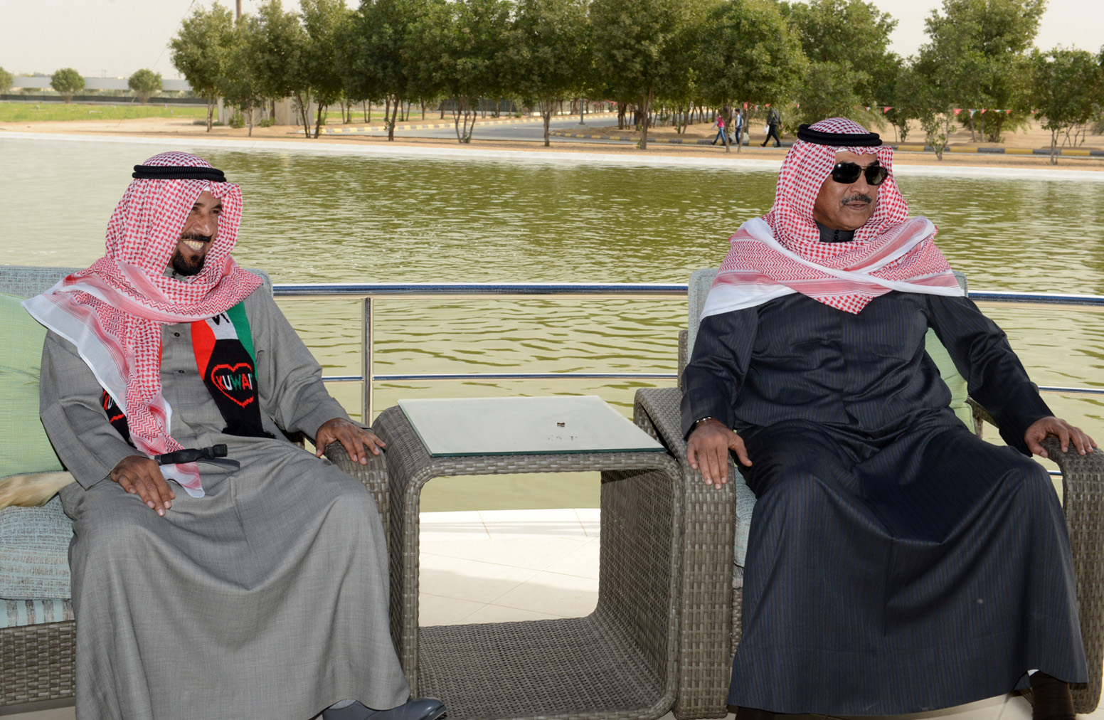 First Deputy Prime Minister and Foreign Minister Sheikh Sabah Al-Khaled Al-Hamad Al-Sabah with Sheikh Ali Al-Jaber Al-Ahmad Al-Sabah