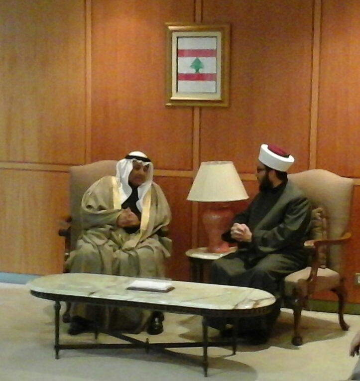 Minister of Justice and Minister of Awqaf and Islamic Affairs Yaqoub Al-Sanea with Lebanese Fatwa Committee Secretary Amin Al-Kurdi
