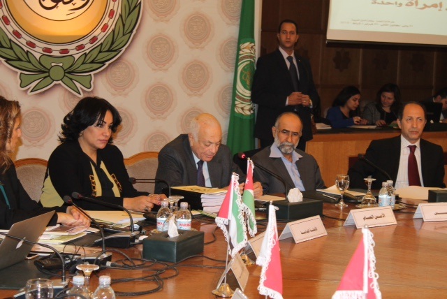 Arab League Secretary General Nabil Al-Araby during the 35th meeting of the Arab Women Committee