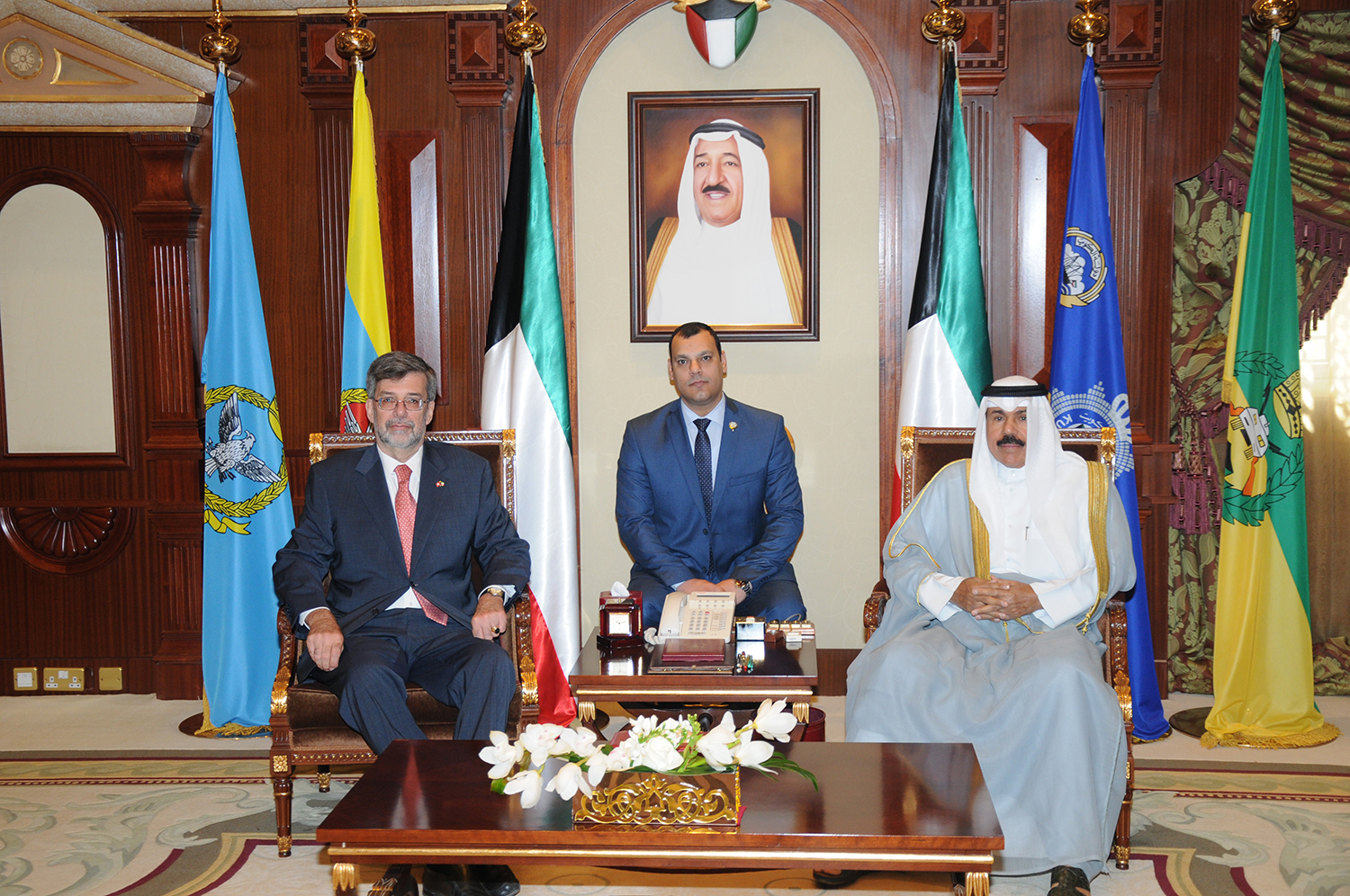 His Highness the Amir Sheikh Sabah Al-Ahmad Al-Jaber Al-Sabah received the Ambassador of Switzerland to Kuwait Etienne Thevoz