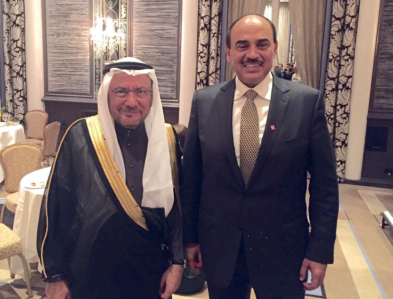 First Deputy Prime Minister and Minister of Foreign Affairs Sheikh Sabah Al-Khaled Al-Hamad Al-Sabah and Organization of Islamic Cooperation's (OIC) Secretary General Iyad Ameen Madani