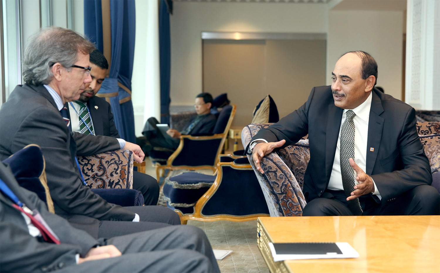 First Deputy Prime Minister and Minister of Foreign Affairs Sheikh Sabah Al-Khaled Al-Hamad Al-Sabah and Special Representative of the Secretary-General and Head of the United Nations Support Mission in Libya (UNSMIL) Bernardino Leon