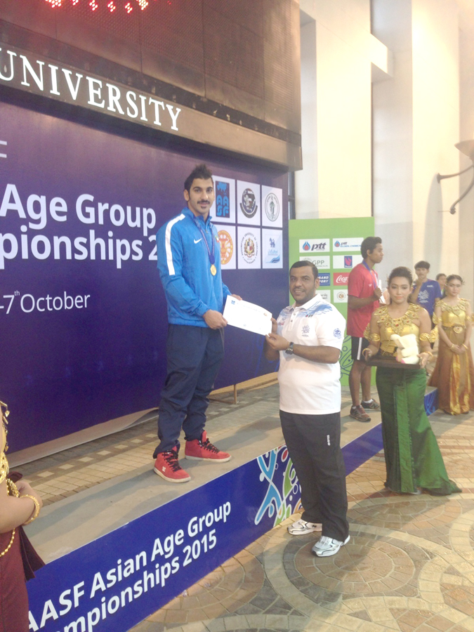 Kuwaiti swimmer Yousef Al-Askari won the first place in the 200m freestyle event of the 8th Asian Age Group Championships