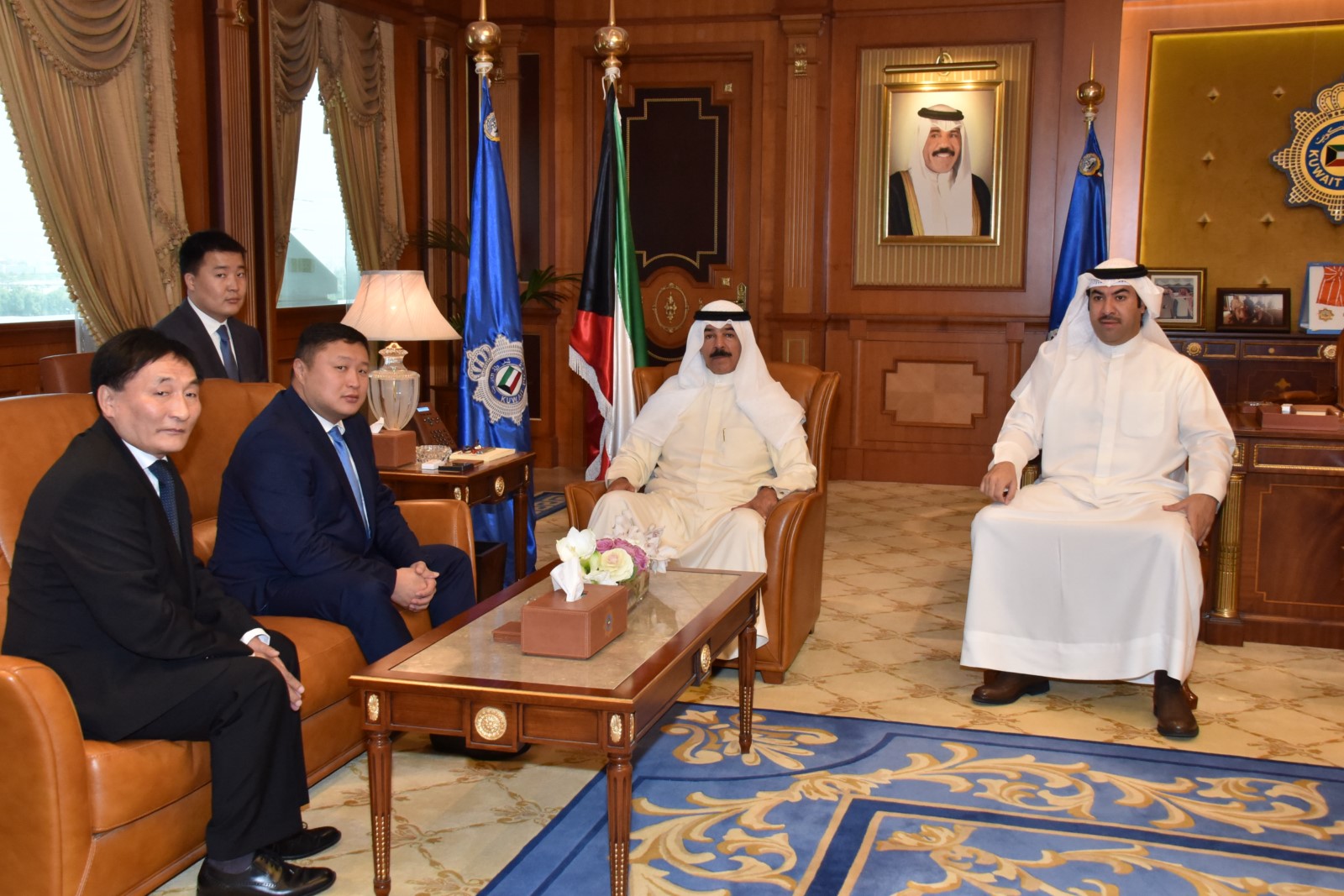 Deputy Prime Minister and Minister of Interior Sheikh Mohammad Al-Khaled Al-Hamad Al-Sabah recieveshead of Mongolia's National Security Council Khuts Bat