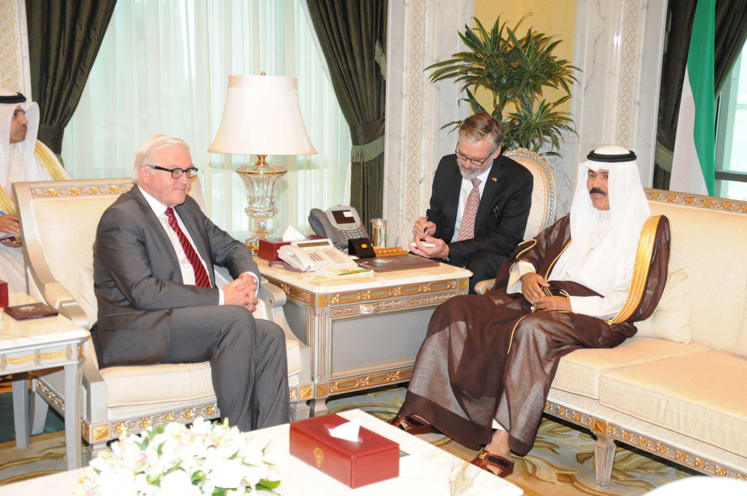 His Highness the Deputy Amir and Crown Prince Sheikh Nawaf Al-Ahmad Al-Jaber Al-Sabah received German Foreign Minister Frank-Walter Steinmeier and his accompanying delegation