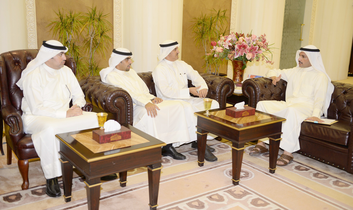 Speaker Al-Ghanim with President of Kuwait Bar Association Wasmi Al-Wasmi and number of its members