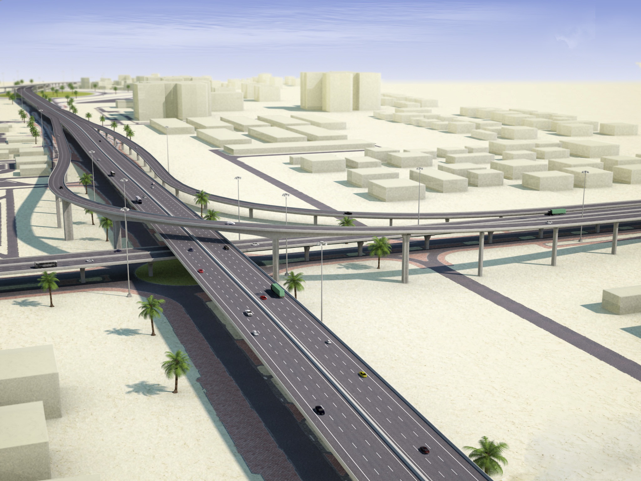 نموذج لجسر طريق الجهراء أحد مشاريع الكويت الاستثمارية الجاري تنفيذها