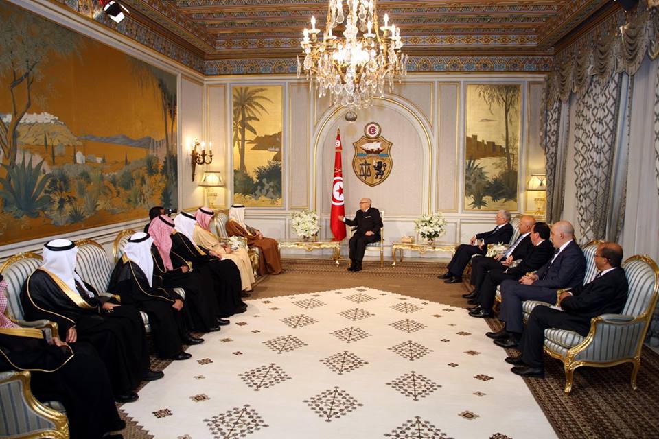 Tunisian President Beji Caid Essebsi receives Saudi Foreign Minister Adel Al-Jubeir