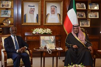 First Deputy Prime Minister and Foreign Minister Sheikh Sabah Al-Khaled Al-Hamad Al-Sabah and visiting Sudanese Foreign Minister Ali Karti
