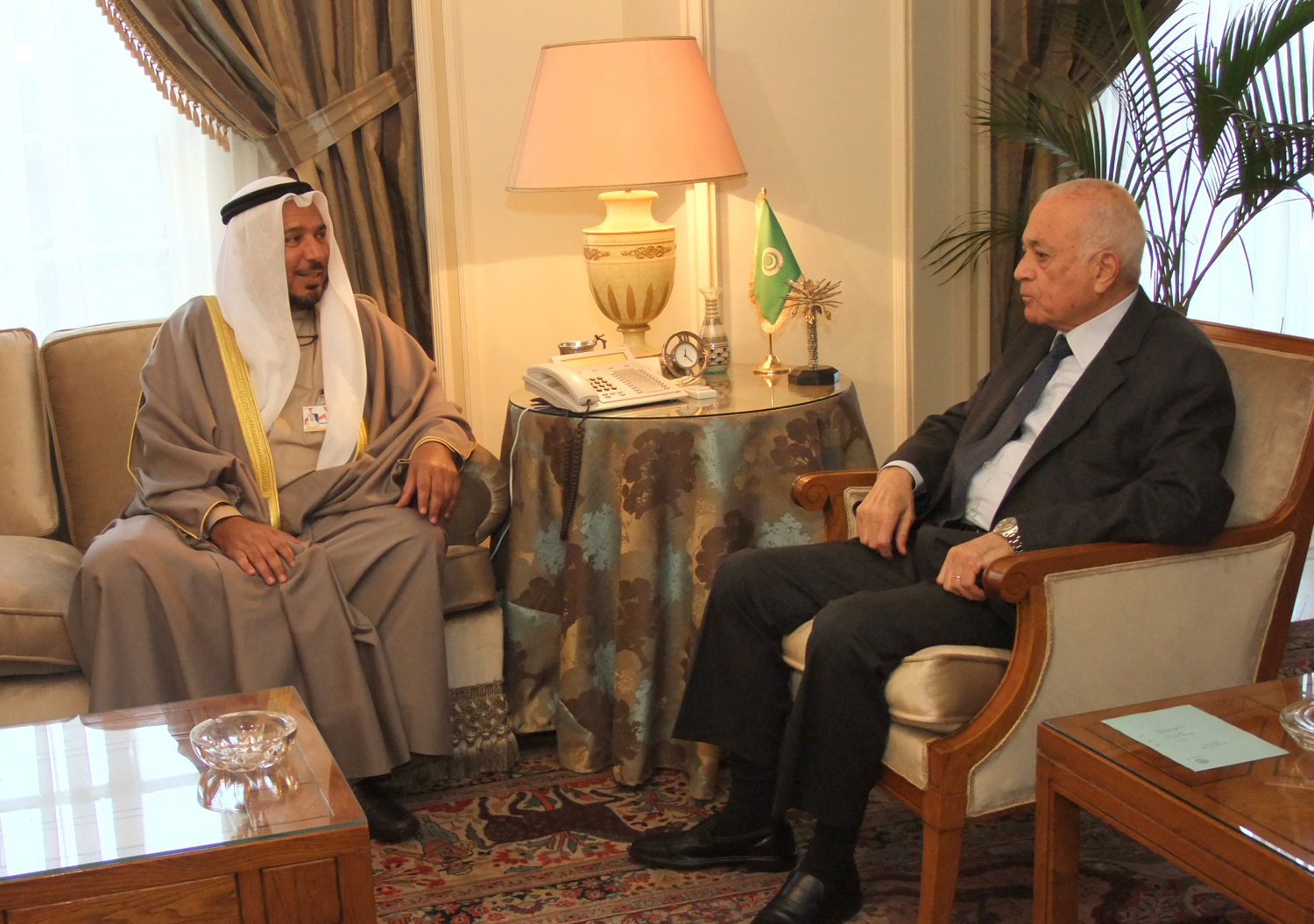 Abdullah Al-Maatouq handed Arab League Secretary General an official invitation to attend the third donors' conference for Syrian refugees to be hosted by Kuwait 