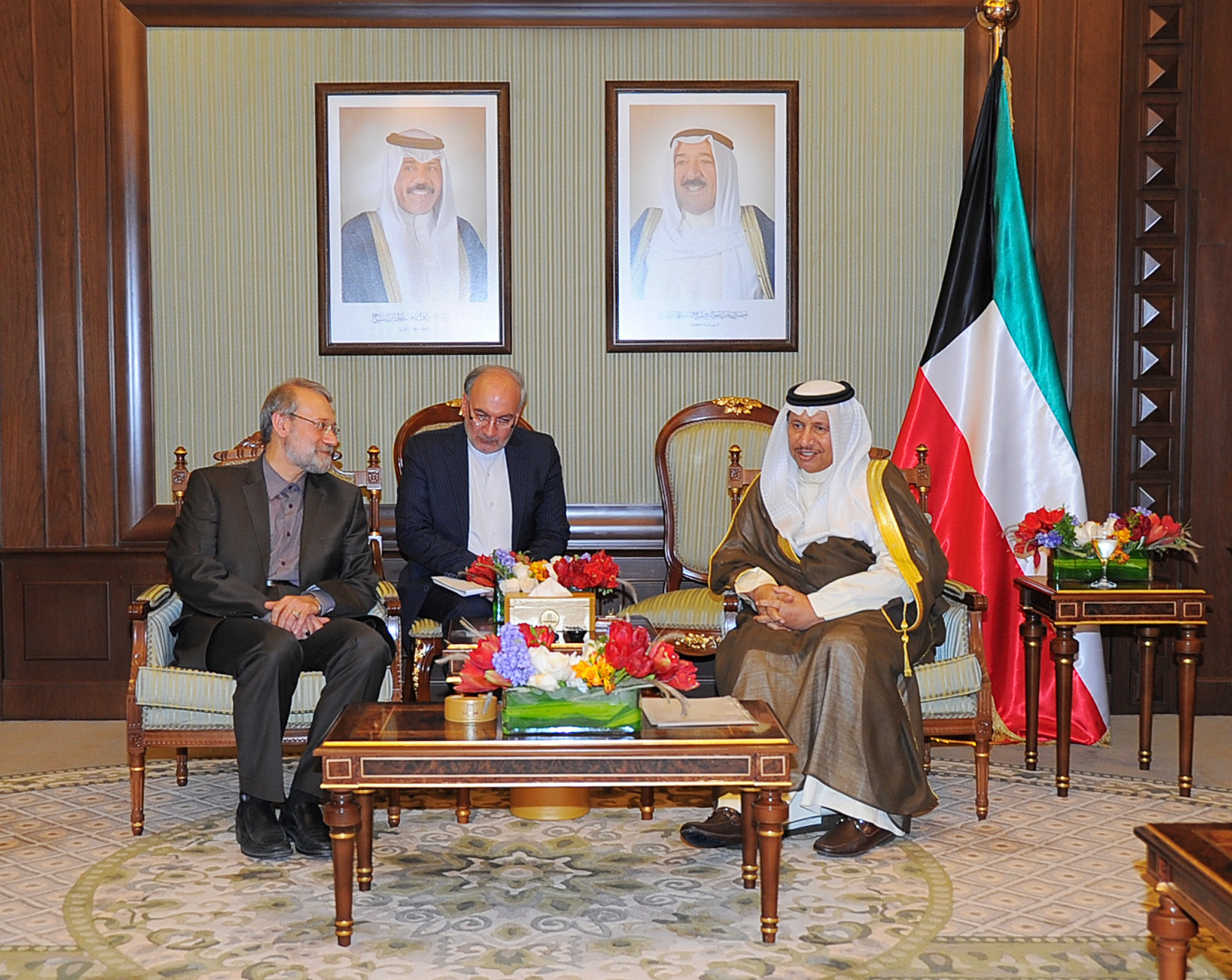 His Highness Sheikh Nasser Al-Mohammad Al-Ahmad Al-Sabah visiting Speaker of Iran's Shura Council Ali Larijani