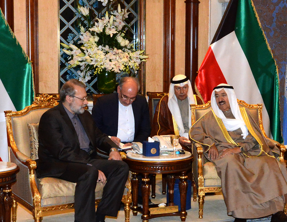 His Highness the Amir Sheikh Sabah Al-Ahmad Al-Jaber Al-Sabah receivs Speaker of Iran's Shura Council Ali Larijani 