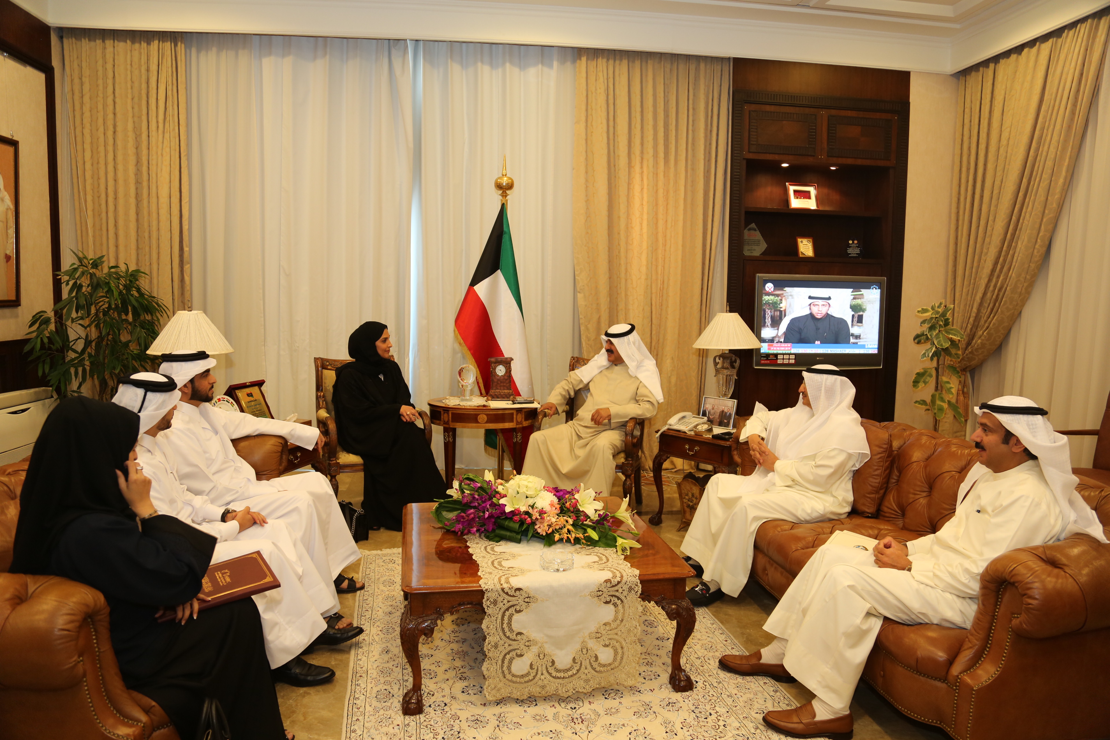 Foreign Ministry Undersecretary Khalid Suleiman Al-Jarallah with Qatar's visiting National Human Rights Committee (NHRC) Secretary General Maryam bint Abdullah Al Attiyah