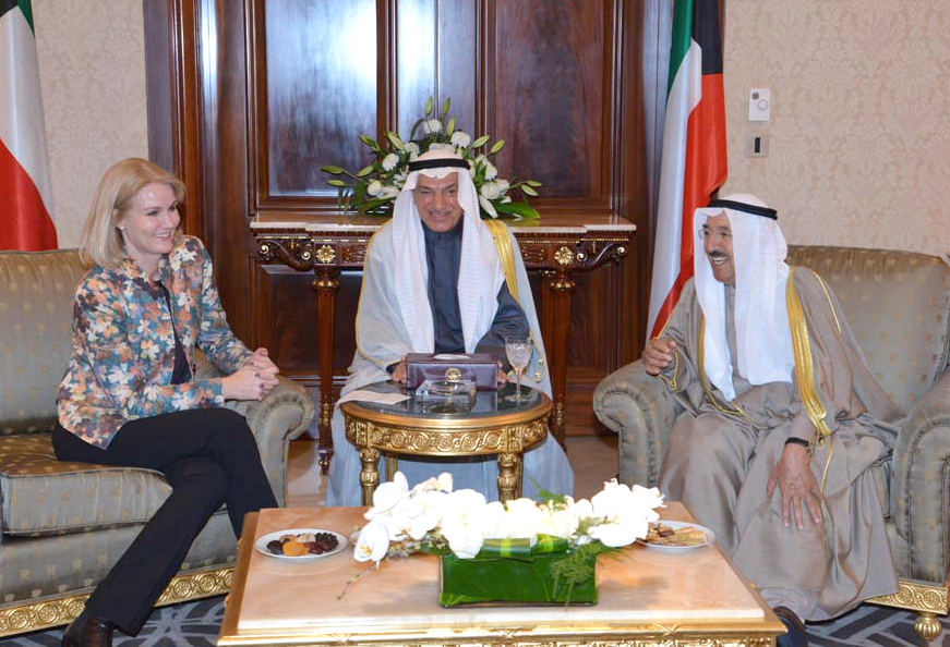 His Highness the Amir Sheikh Sabah Al-Ahmad Al-Jaber Al-Sabah received Danish Prime Minister Helle Thorning-Schmidt