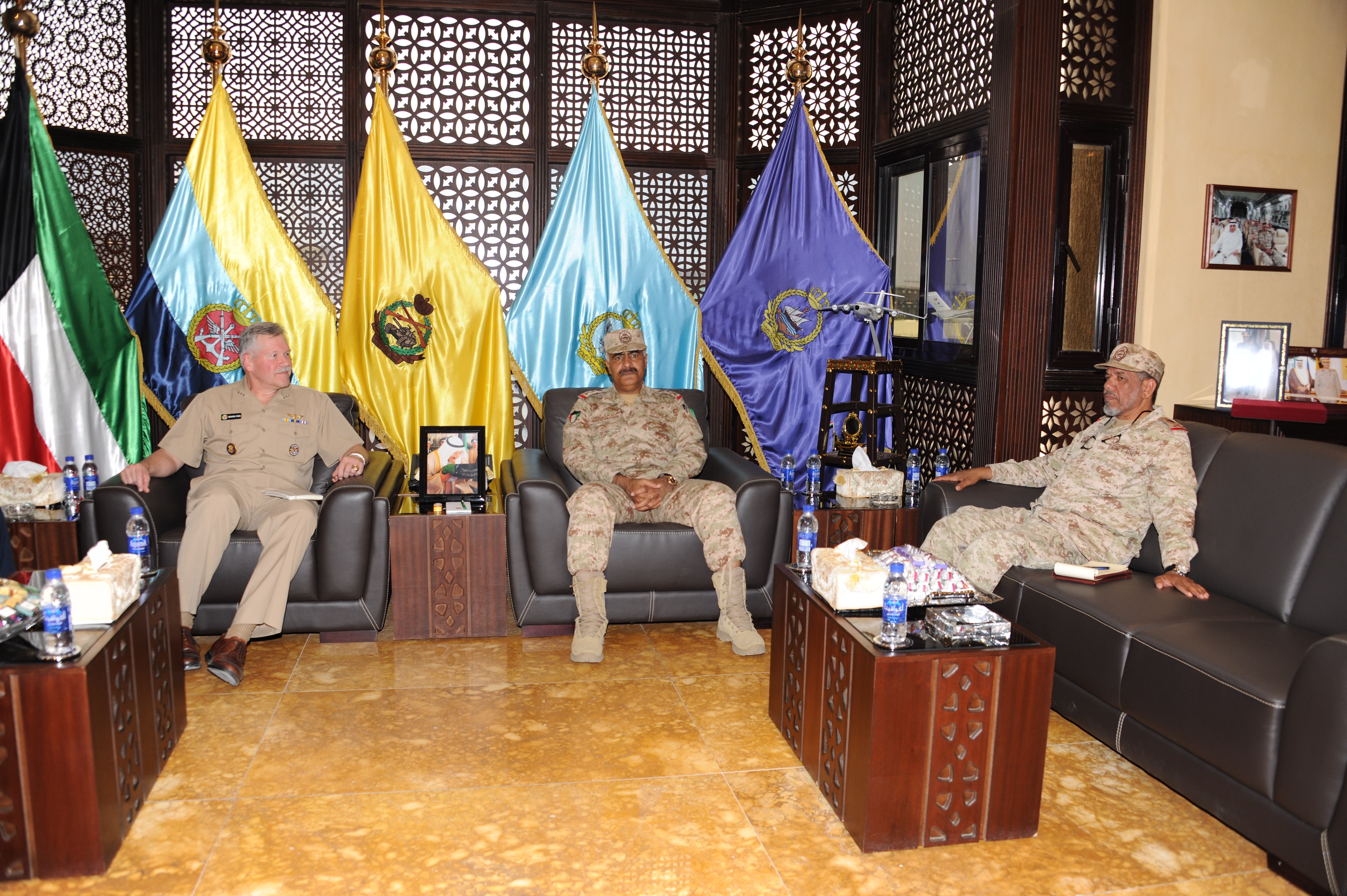 Kuwait Army Chief of Staff Lt. Gen. Mohammad Khaled Al-Khoder and Deputy Commander of US Central Command Vice Admiral Mark Fox