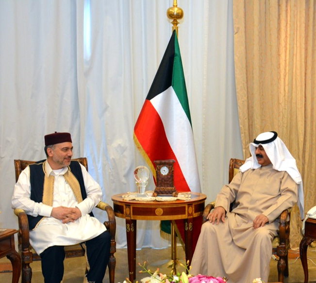 Foreign Ministry Undersecretary Khaled Suleiman Al-Jarallah and Libyan Ambassador to Kuwait Mohammad Amish