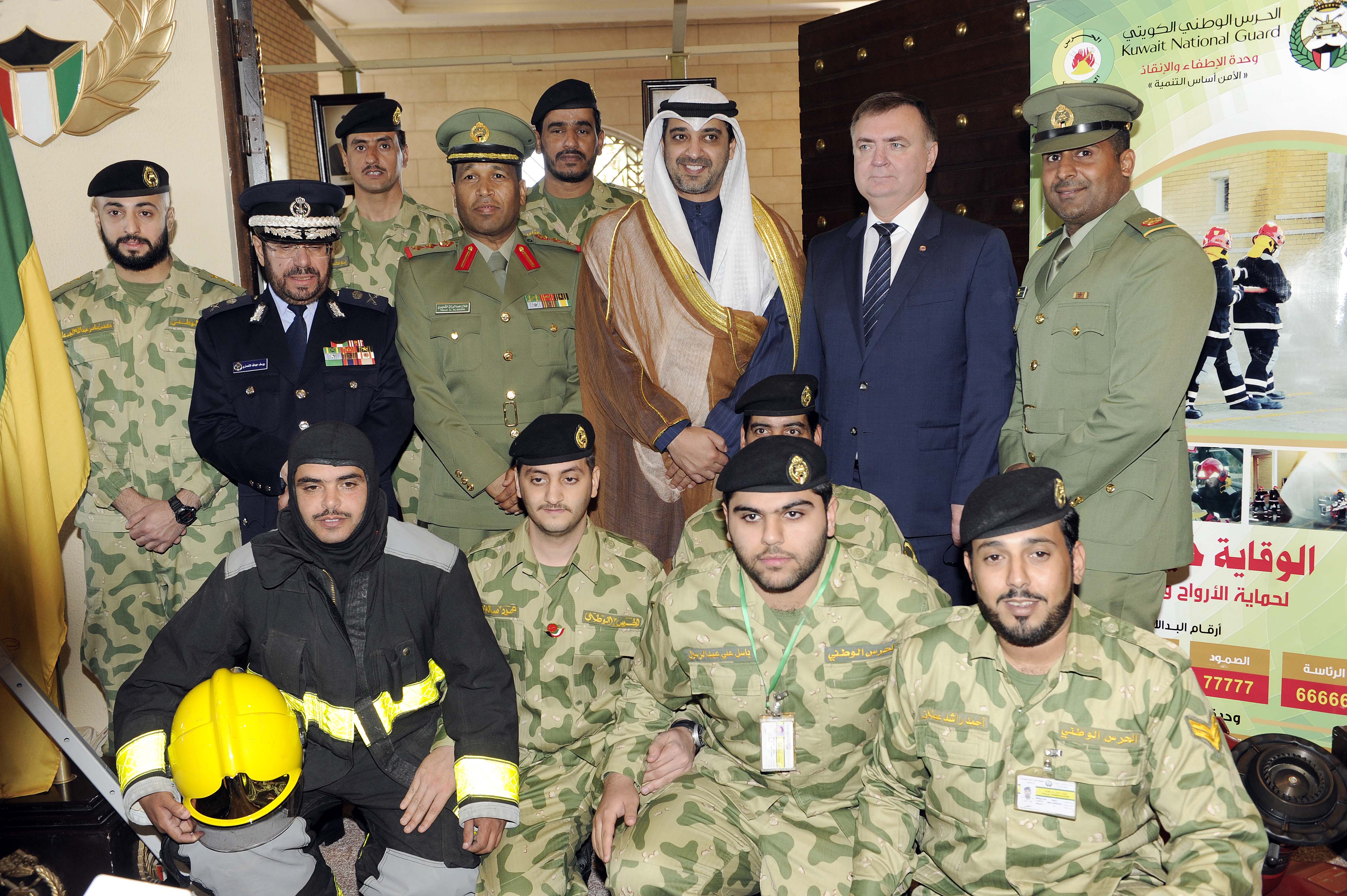Minister of State for Cabinet's Affairs Sheikh Mohammad Abdullah Al-Mubarak Al-Sabah in the 13th Firemen's Day festival organized by the Kuwait Fire Service Directorate