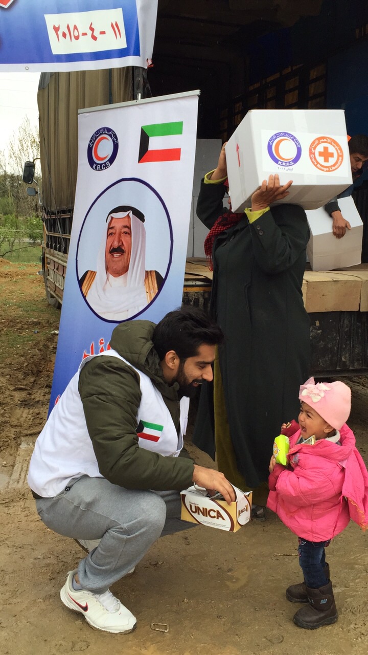 Kuwait Red Crescent Society hands out humanitarian aid to Syrian refugee families in eastern Lebanon