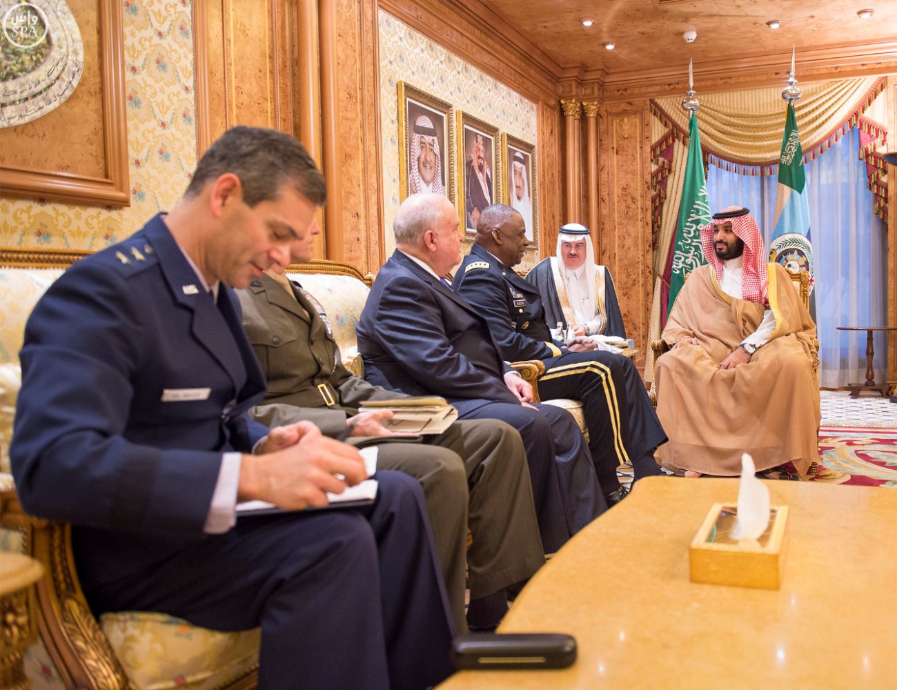 Saudi Defense Minister and Special Advisor to the Saudi King Prince Mohammad bin Salman meets US Army General Lloyd J. Austin III, commander of US Central Command