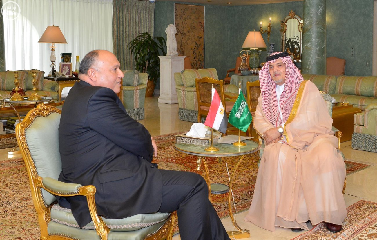 Saudi Minister of Foreign Affairs Prince Saud Al-Faisal met visiting Egyptian Foreign Minister Sameh Shoukry