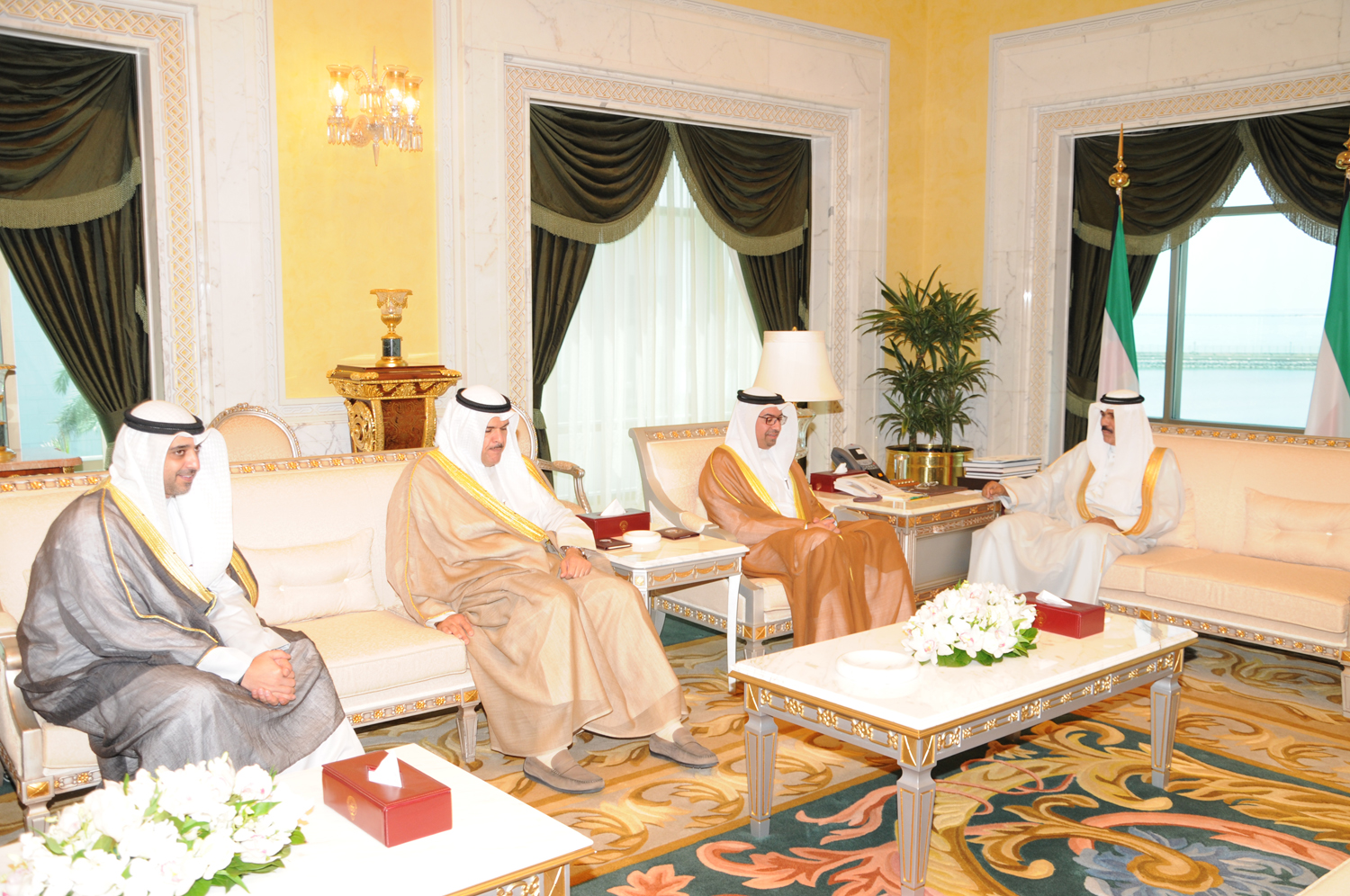His Highness the Crown Prince Sheikh Nawaf Al-Ahmad Al-Jaber Al-Sabah receives Bahraini Information Affairs Minister Isa bin Abdulrahman Al-Hammadi