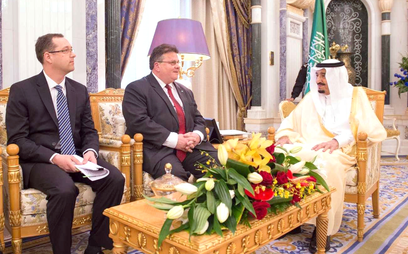 The Custodian of the Two Holy Mosques King Salman bin Abdulaziz Al Saud receives Lithuanian FM