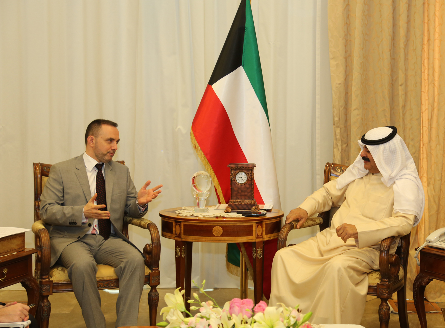 Foreign Ministry Undersecretary Khaled Al-Jarallah receives French Ambassador in Kuwait Christian Nakhla