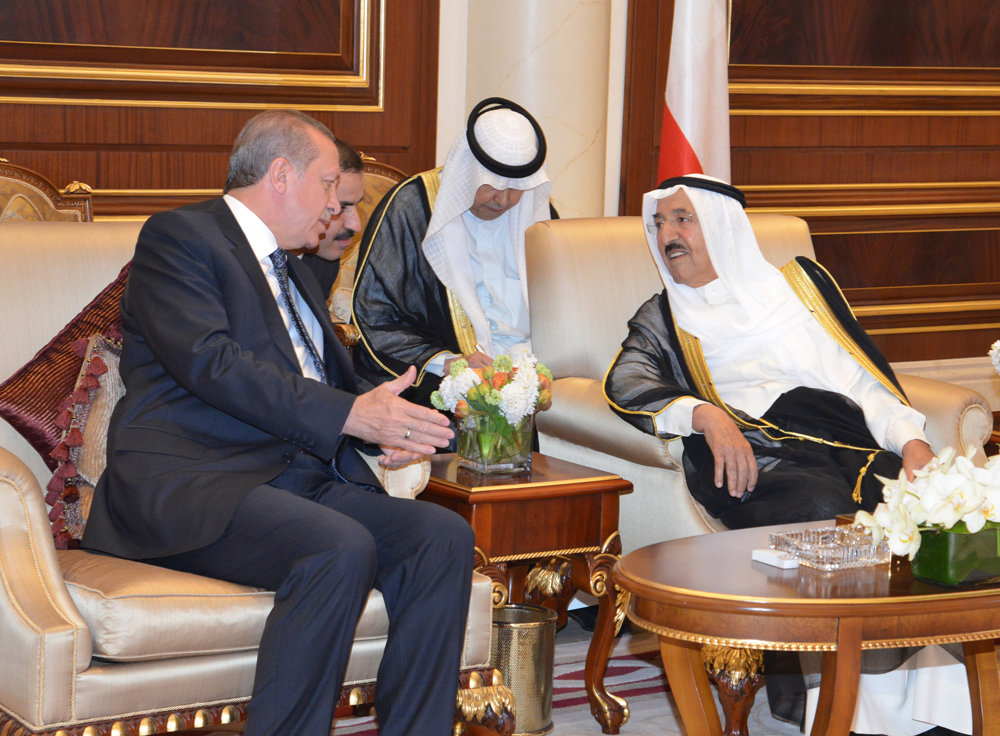 His Highness the Amir Sheikh Sabah Al-Ahmad Al-Jaber Al-Sabah and Turkish President Recep Tayyip Erdogan 