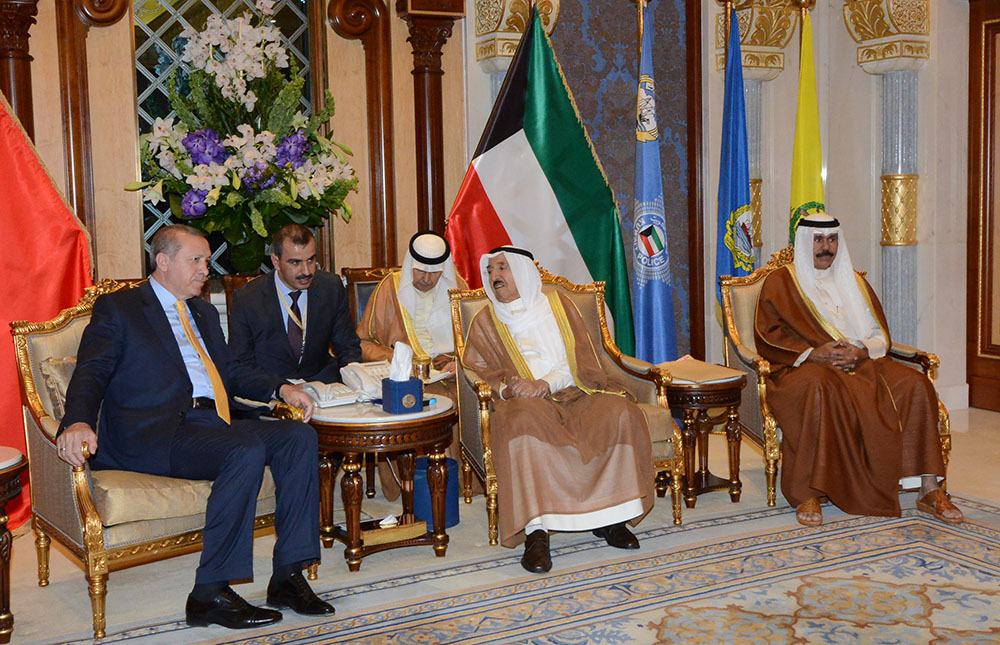 His Highness the Amir Sheikh Sabah Al-Ahmad Al-Jaber Al-Sabah receives Turkish President Recep Tayyip Erdogan