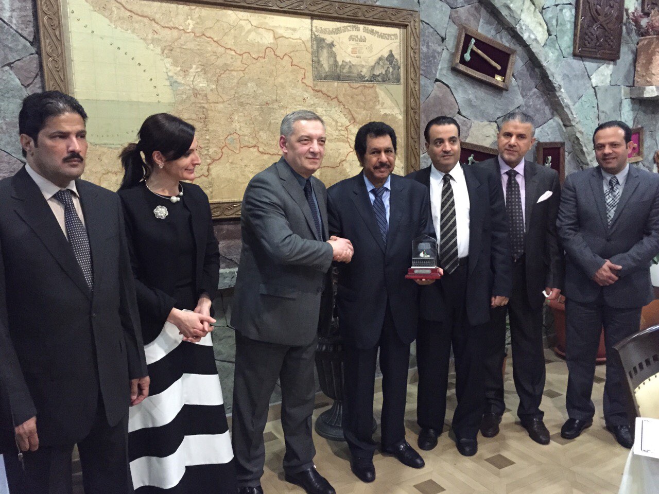 Kuwaiti parliamentary friendship group head MP Hamad Al-Harshani with head of the foreign affairs committee at the Georgian parliament