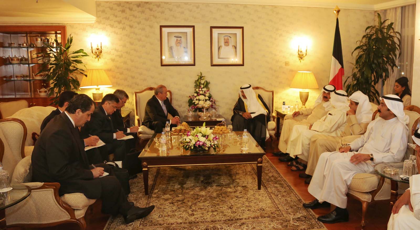 First Deputy Prime Minister and Foreign Minister Sheikh Sabah Khaled Al-Hamad Al-Sabah receives Uzbekistan Foreign Minister Abdulaziz Kamilov
