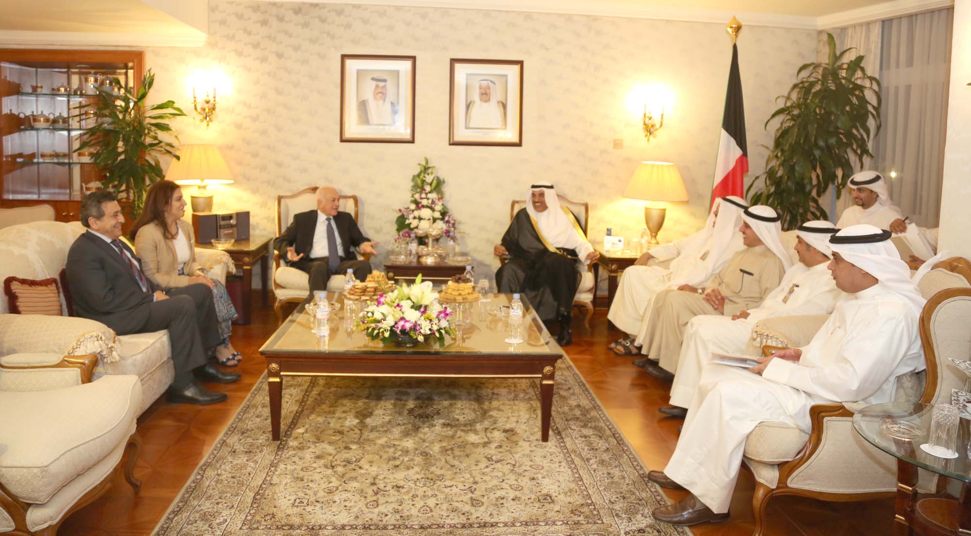 First Deputy Prime Minister and Foreign Minister Sheikh Sabah Khaled Al-Hamad Al-Sabah and Arab League Secretary General Nabil Al-Araby
