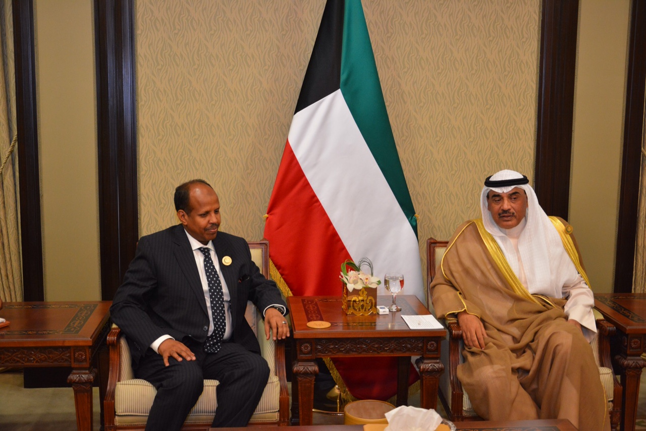 First Deputy Prime Minister and Foreign Minister Sheikh Sabah Khaled Al-Hamad Al-Sabah during meeting with Djibouti Foreign Minister and International Cooperation Mahamoud Ali Youssouf