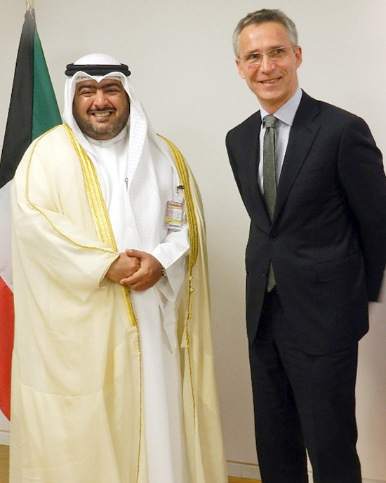 NATO Secretary General Jens Stoltenberg with Kuwaiti National Security Apparatus Chairman Sheikh Thamer Ali Al-Sabah