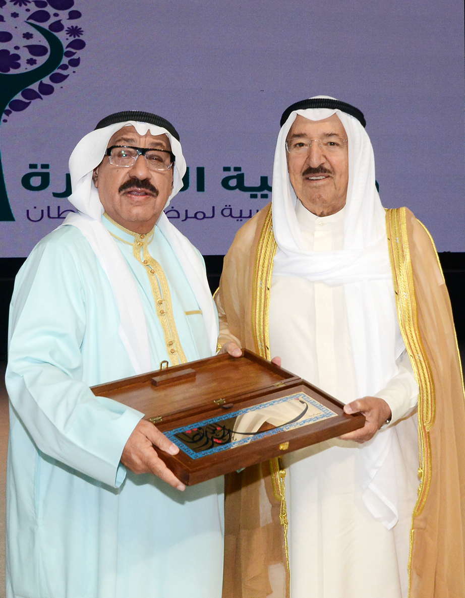 His Highness the Amir Sheikh Sabah Al-Ahmad Al-Jaber Al-Sabah during attendance Operetta "Sidrat AL-Amal"