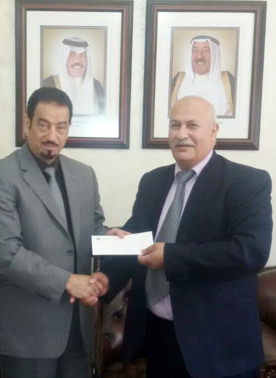 Kuwaiti Ambassador to Jordan Dr. Hamad Al-Duaij delivers over USD 36,000 to Nablus Open University
